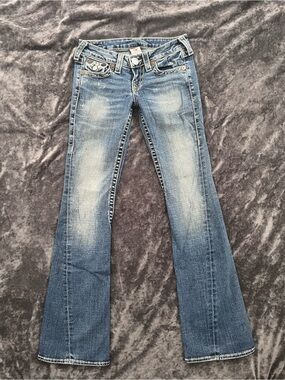 True Religion Rainbow Joey Low Rise Flared Jeans 26